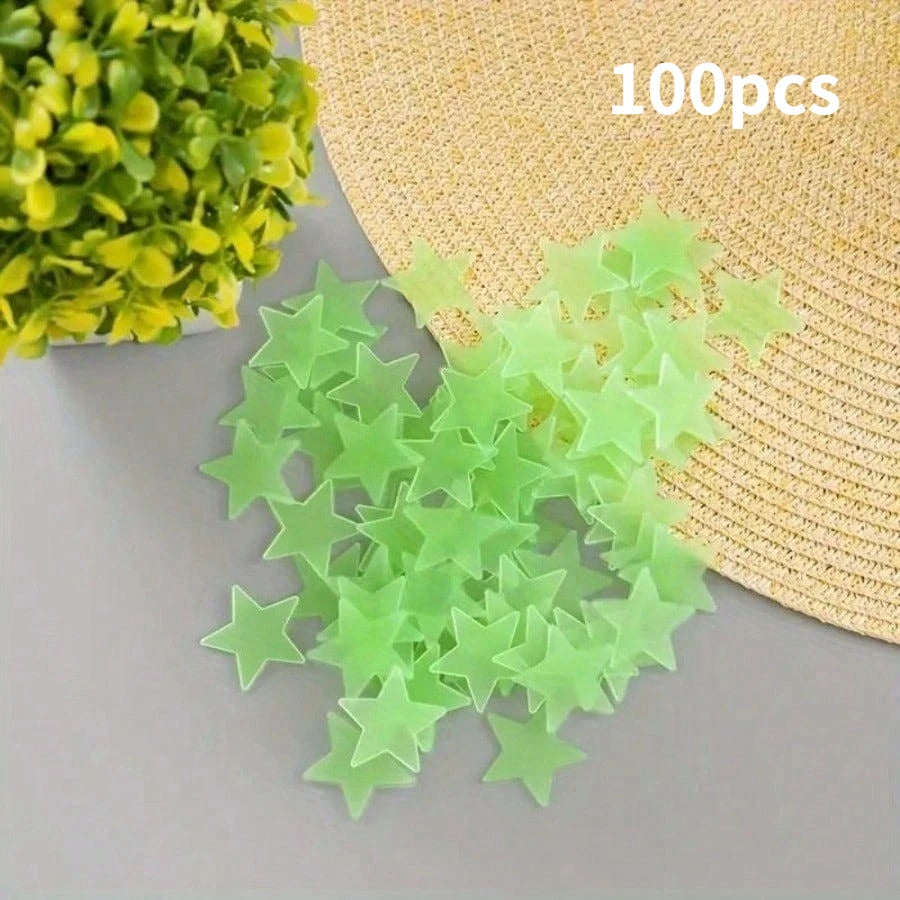 100-Piece Glow-in-the-Dark Star Wall Stickers – Reusable Luminous Ceiling & Room Decor