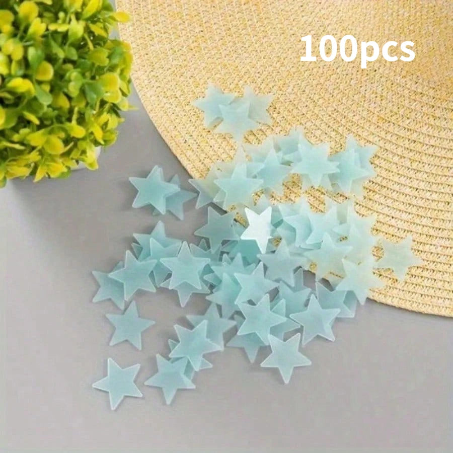 100-Piece Glow-in-the-Dark Star Wall Stickers – Reusable Luminous Ceiling & Room Decor
