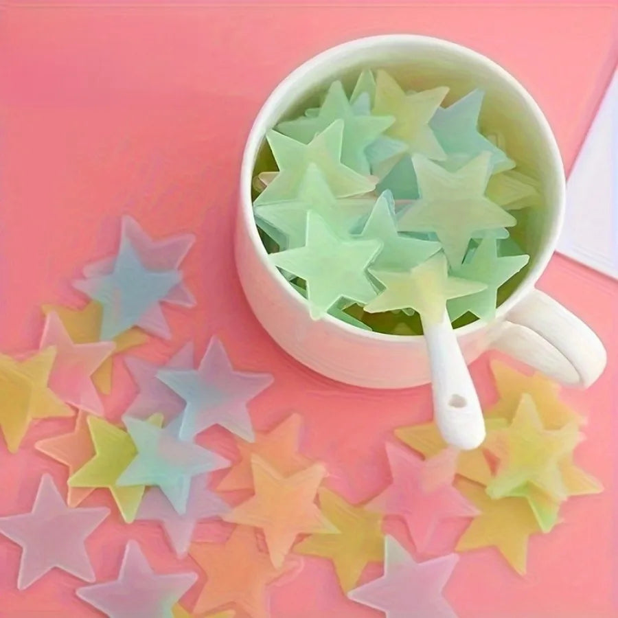 100-Piece Glow-in-the-Dark Star Wall Stickers – Reusable Luminous Ceiling & Room Decor