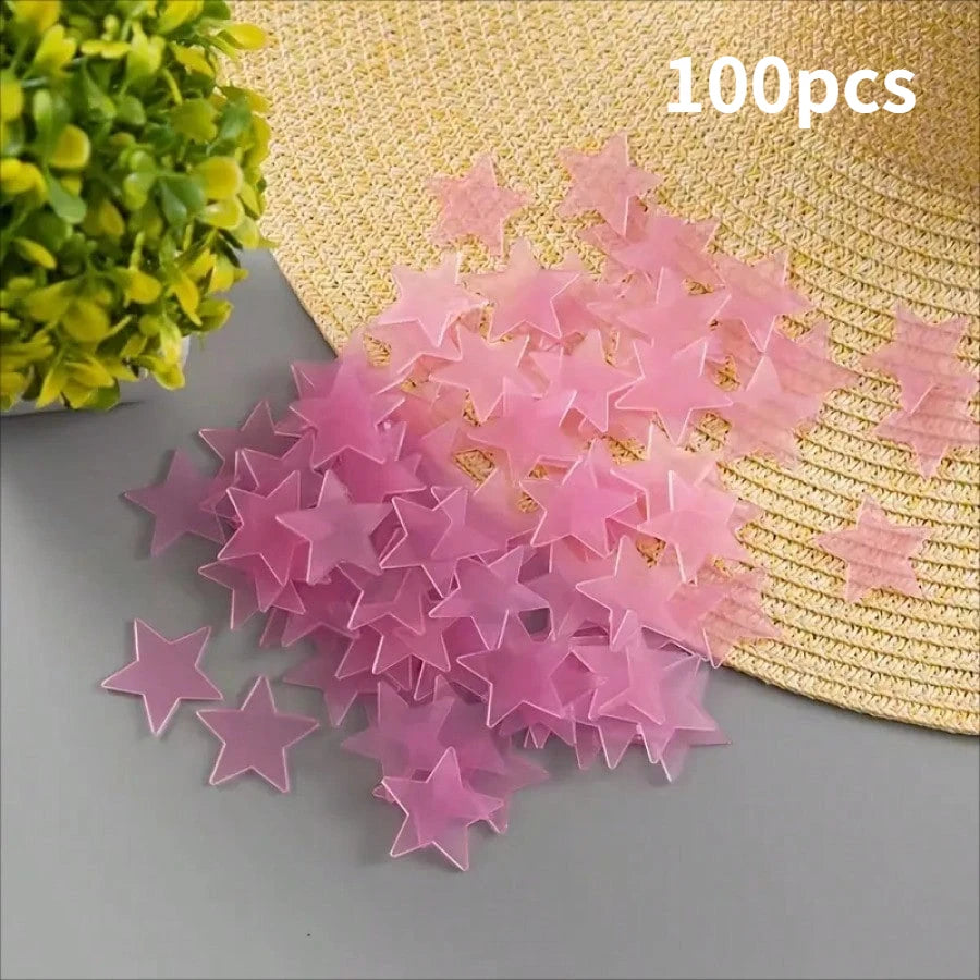 100-Piece Glow-in-the-Dark Star Wall Stickers – Reusable Luminous Ceiling & Room Decor