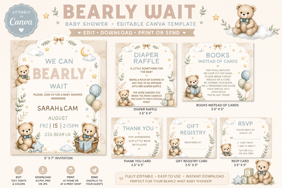Bearly Wait Baby Shower Invitation