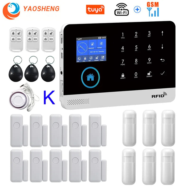 Tuya Smart WiFi + GSM Home Alarm System – Wireless Security Protection Kit