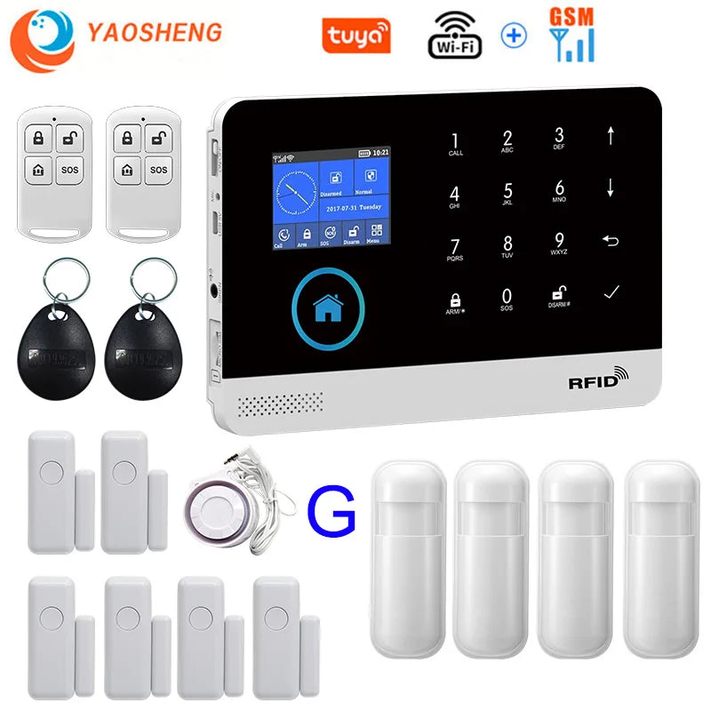 Tuya Smart WiFi + GSM Home Alarm System – Wireless Security Protection Kit