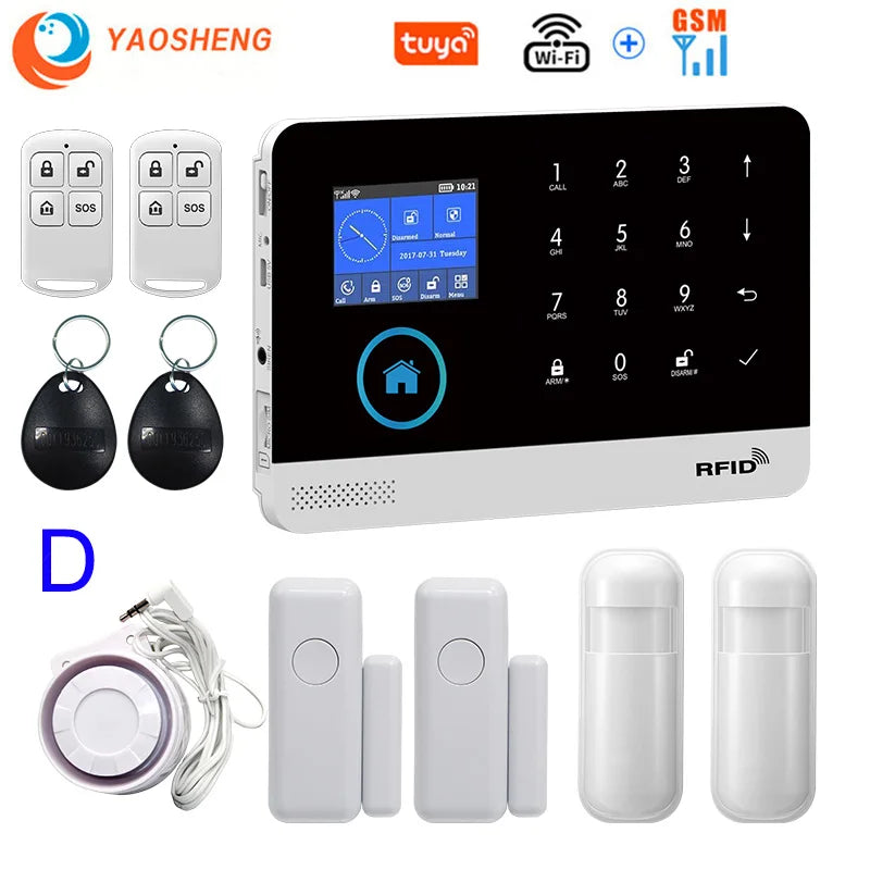 Tuya Smart WiFi + GSM Home Alarm System – Wireless Security Protection Kit