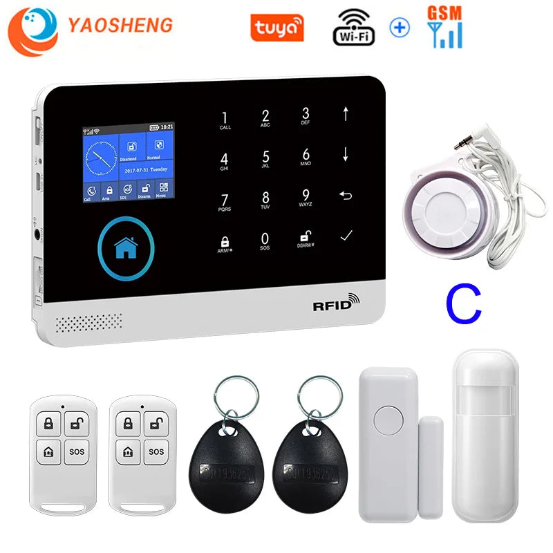 Tuya Smart WiFi + GSM Home Alarm System – Wireless Security Protection Kit