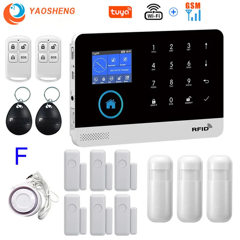 Tuya Smart WiFi + GSM Home Alarm System – Wireless Security Protection Kit