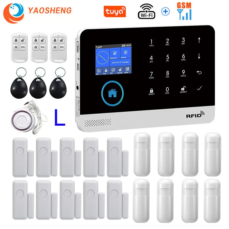 Tuya Smart WiFi + GSM Home Alarm System – Wireless Security Protection Kit