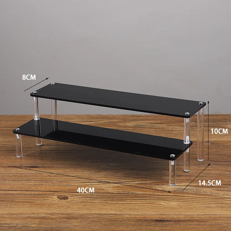 Black Acrylic Riser Display Shelf – Multi-Level Perfume & Cosmetic Organizer