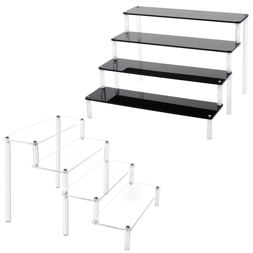 Black Acrylic Riser Display Shelf – Multi-Level Perfume & Cosmetic Organizer