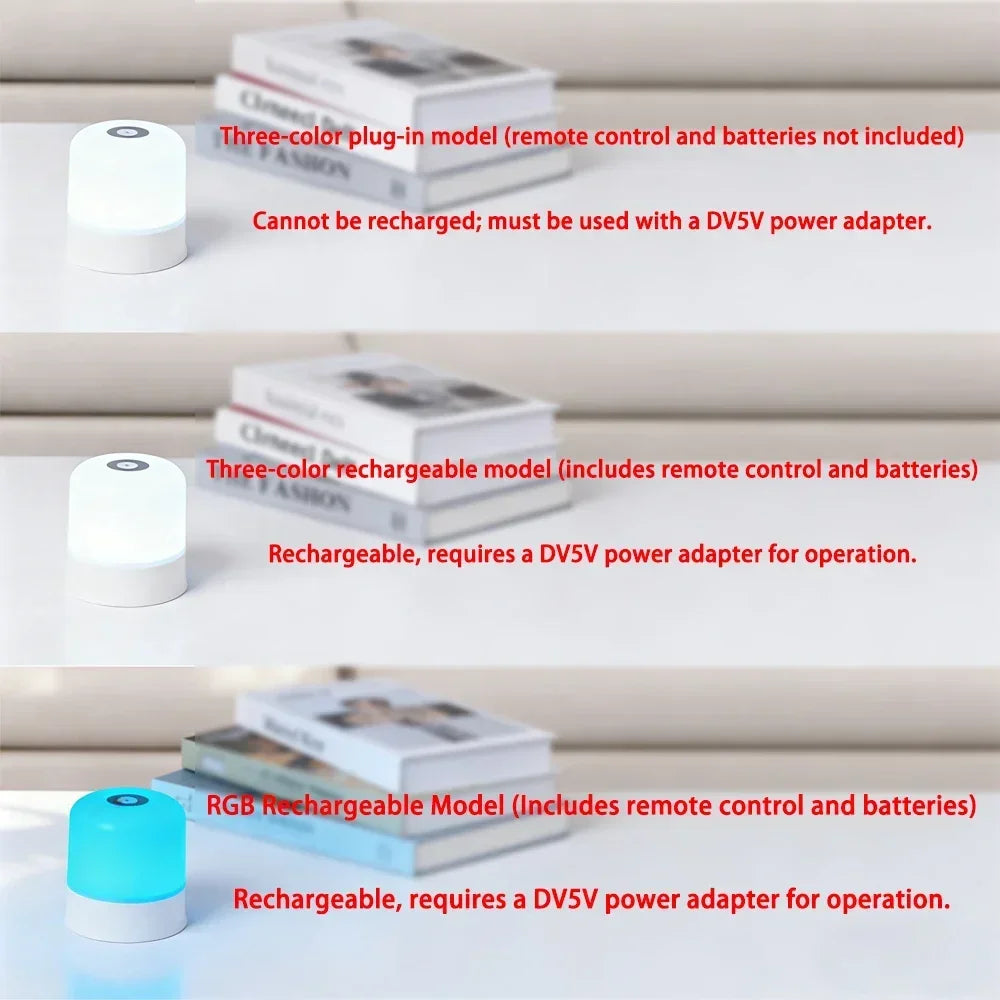 RGB Touch Control LED Night Lamp – Rechargeable Bedside Mood Light