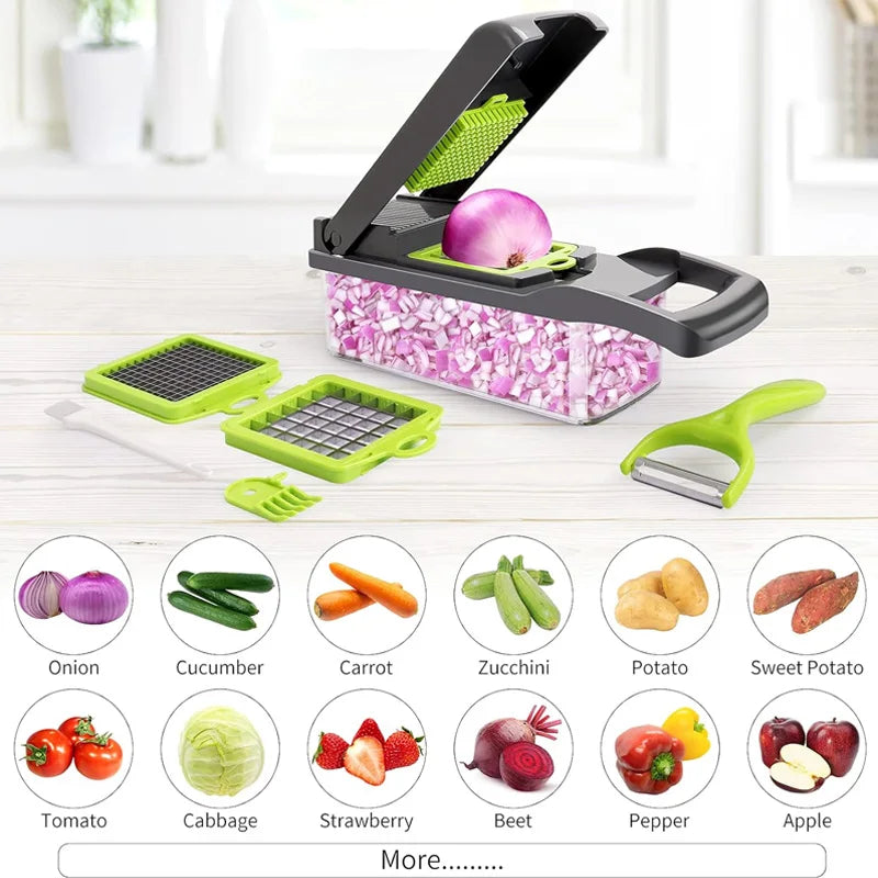 Multifunctional Vegetable Chopper &amp; Food Slicer – 8 Interchangeable Blades for Fruits, Vegetables &amp; Meal Prep