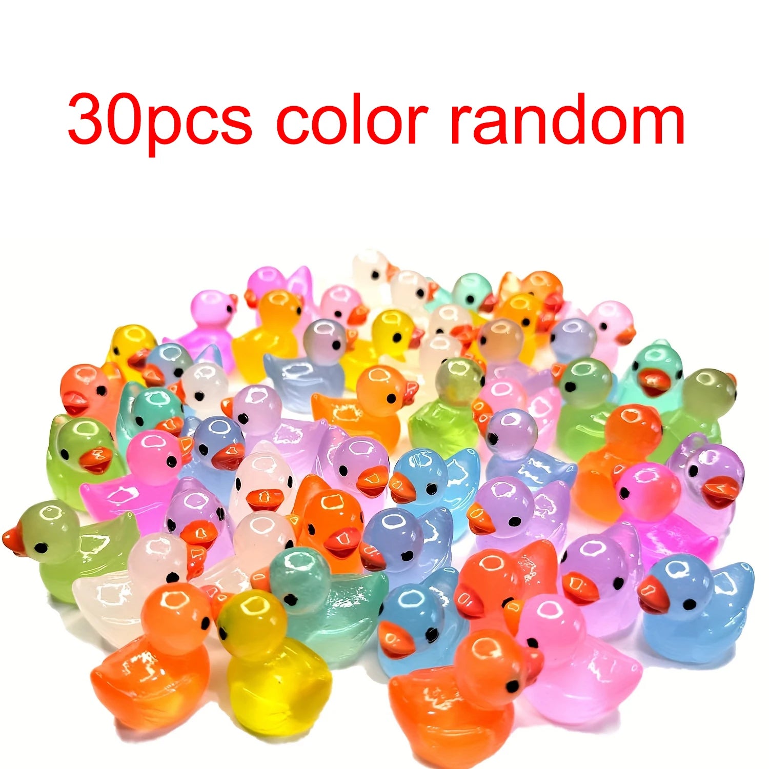 30/60/100PCS Glow-in-the-Dark Mini Duck Figurines – Luminous Fairy Garden Micro Landscape Decorations