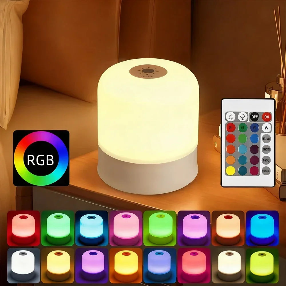RGB Touch Control LED Night Lamp – Rechargeable Bedside Mood Light