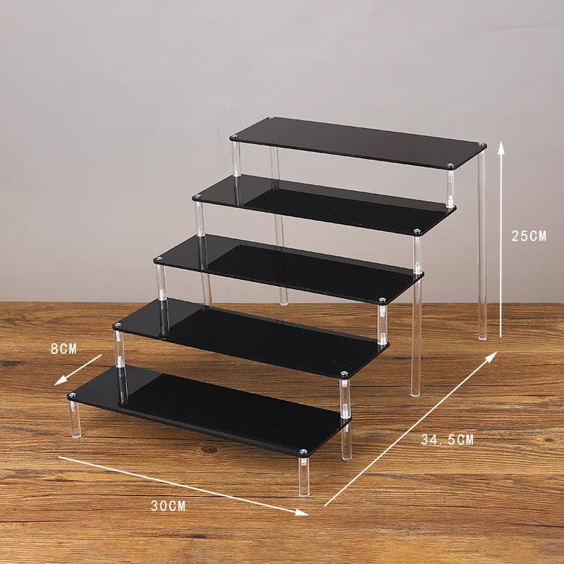 Black Acrylic Riser Display Shelf – Multi-Level Perfume & Cosmetic Organizer