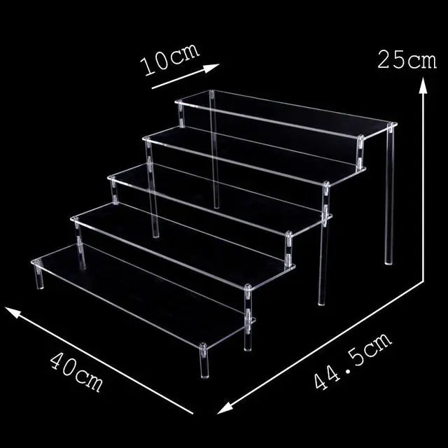 Black Acrylic Riser Display Shelf – Multi-Level Perfume & Cosmetic Organizer