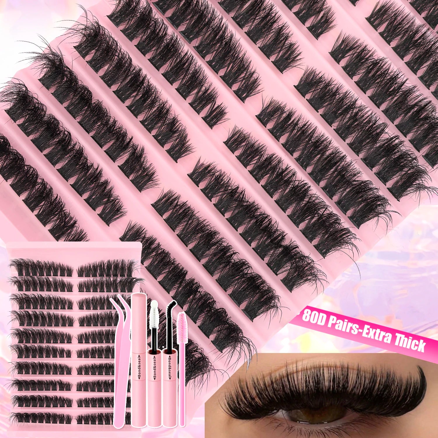 DIY Lash Extension Kit™ – Wispy Cluster Lashes with Bond & ; Seal