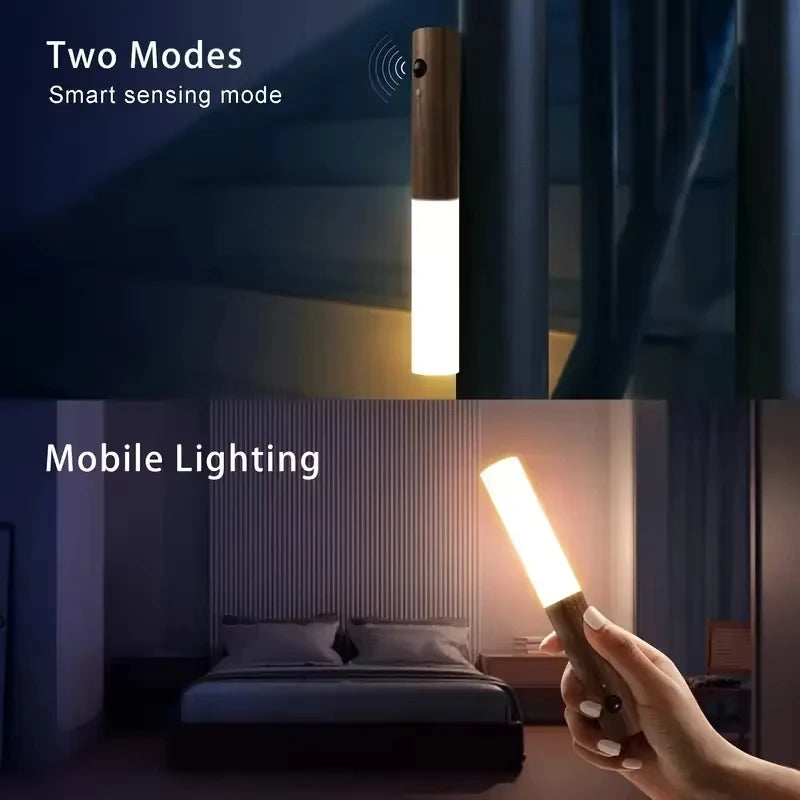 Smart Motion Sensor LED Night Light – USB Rechargeable Magnetic Lamp