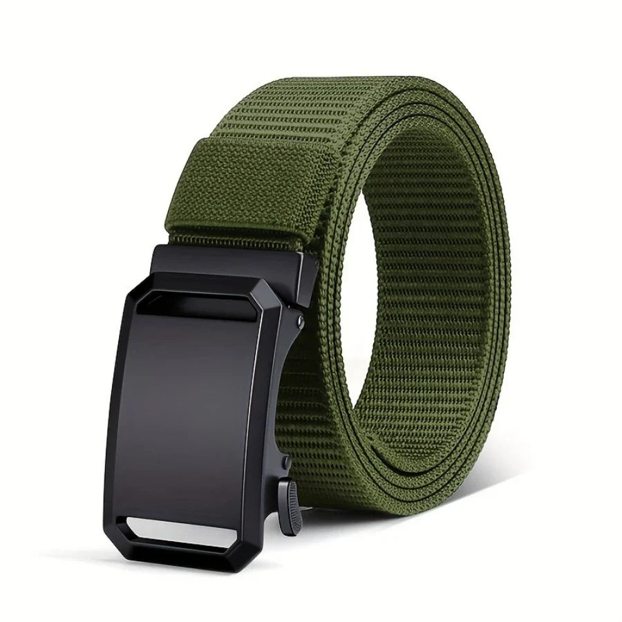 Men's Automatic Buckle Canvas Tactical Belt – Casual Outdoor Military-Style Work Belt
