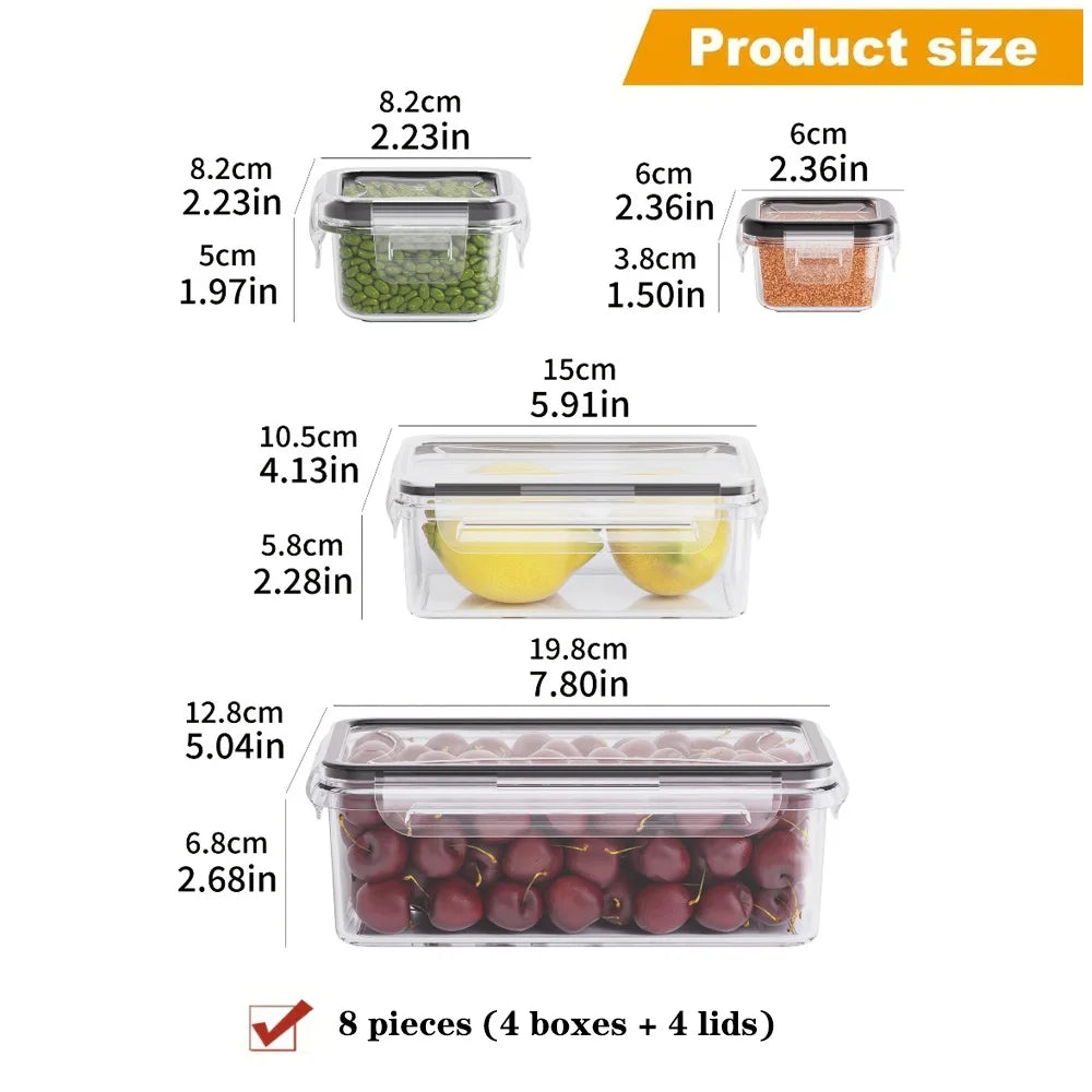 8-Piece BPA-Free Airtight Food Storage Container Set with Locking Lids