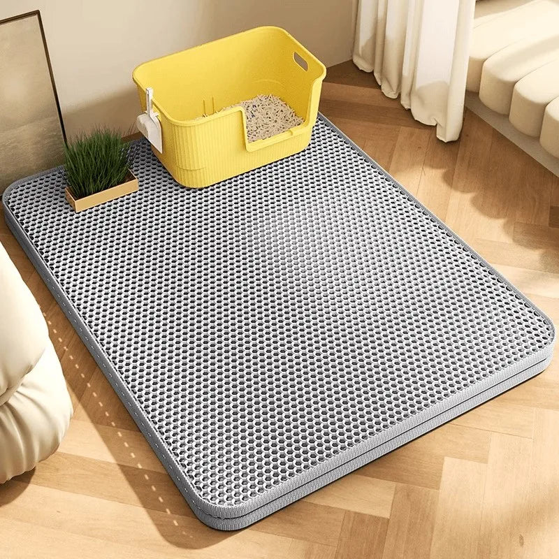 Extra Large Waterproof Cat Litter Mat – Double Layer Honeycomb Trapping Mat with Non-Slip Backing