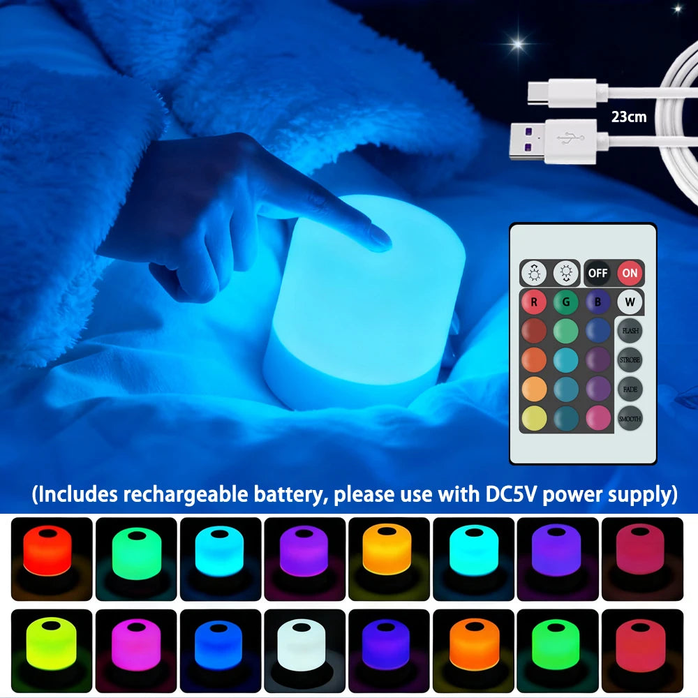 RGB Touch Control LED Night Lamp – Rechargeable Bedside Mood Light