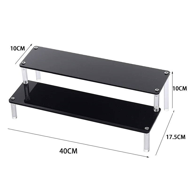 Black Acrylic Riser Display Shelf – Multi-Level Perfume & Cosmetic Organizer