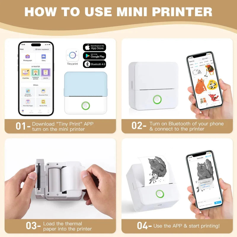 Mini Portable Inkless Thermal Printer – Print Anywhere, Anytime