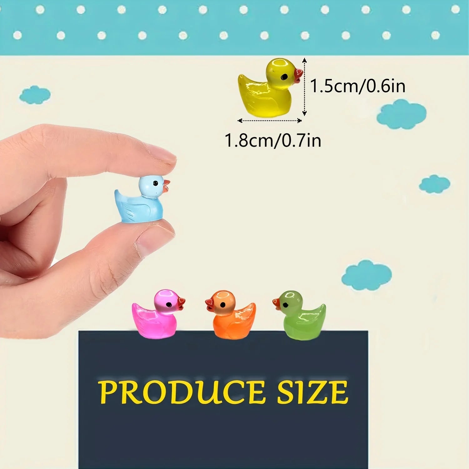 30/60/100PCS Glow-in-the-Dark Mini Duck Figurines – Luminous Fairy Garden Micro Landscape Decorations