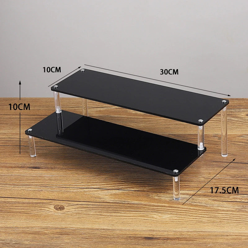 Black Acrylic Riser Display Shelf – Multi-Level Perfume & Cosmetic Organizer