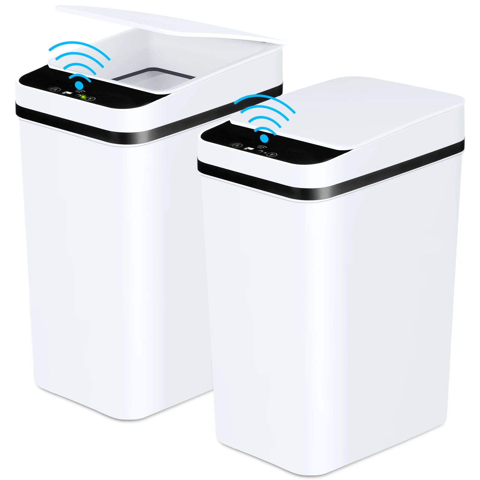 2-Pack Automatic Motion Sensor Trash Cans – Slim Touchless Bathroom Waste Bins