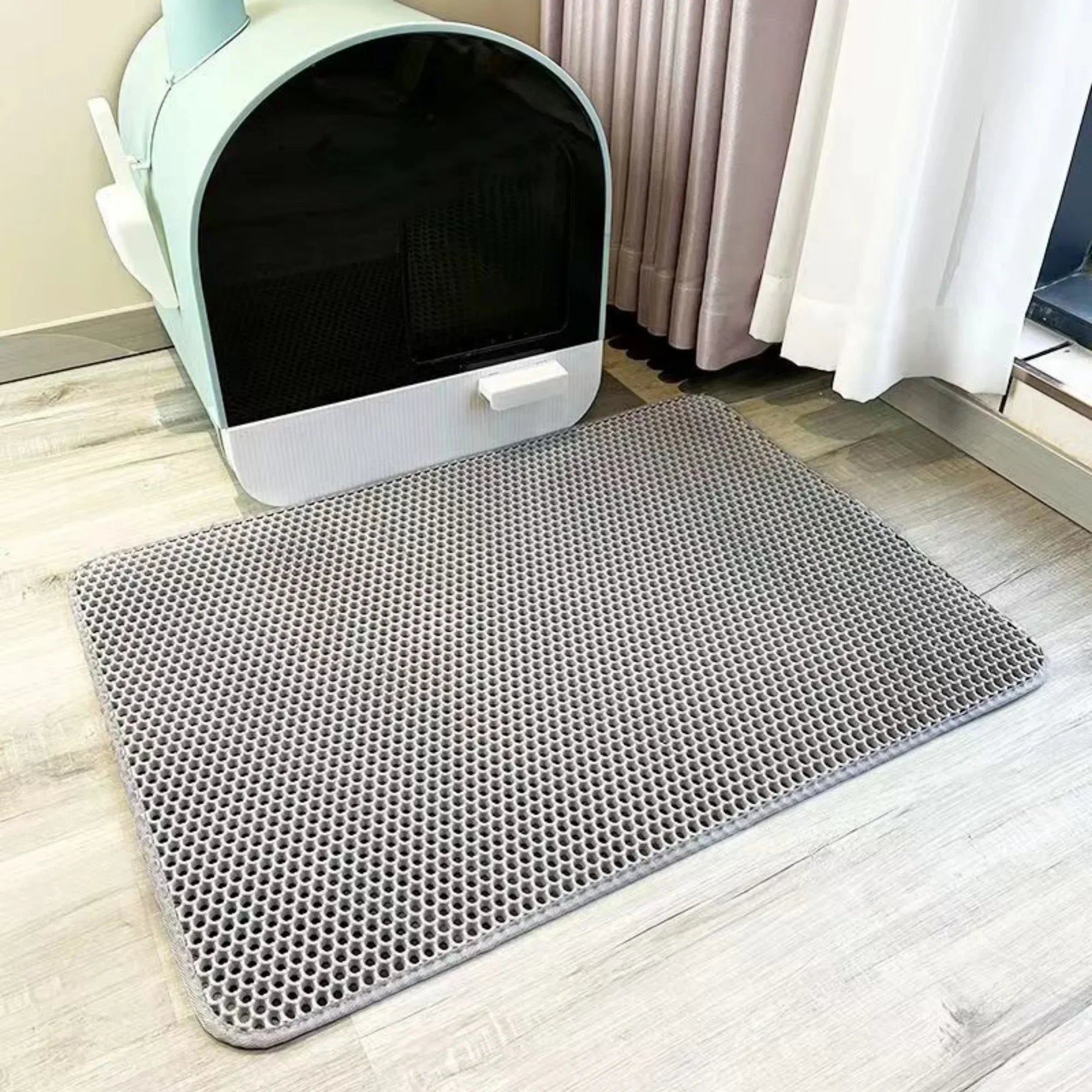 Extra Large Waterproof Cat Litter Mat – Double Layer Honeycomb Trapping Mat with Non-Slip Backing