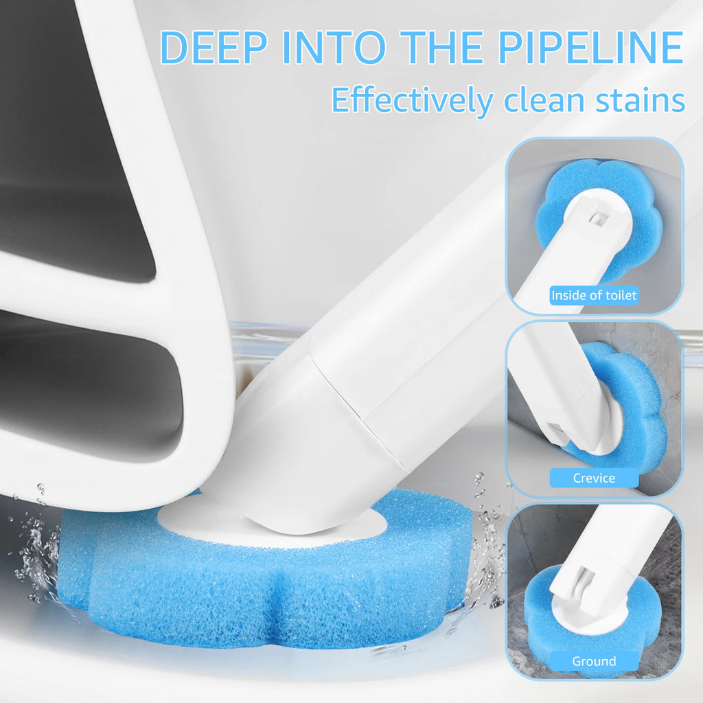 Disposable Toilet Brush Cleaning Kit – Wall-Mounted Toilet Bowl Brush with Long Handle &amp; 24 Replacement Heads
