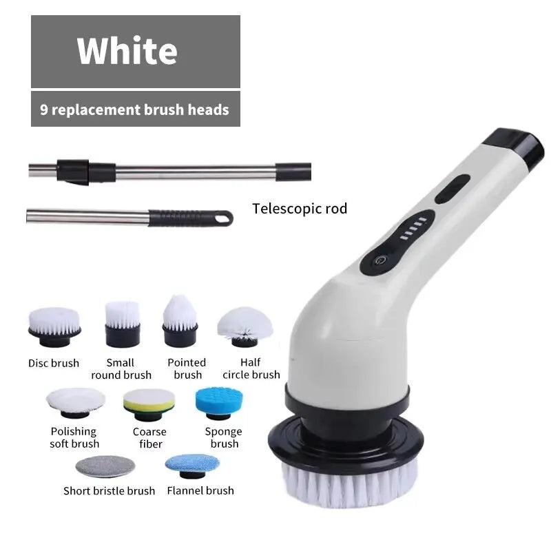 9-in-1 Electric Spin Scrubber – Cordless Cleaning Brush with Adjustable Handle