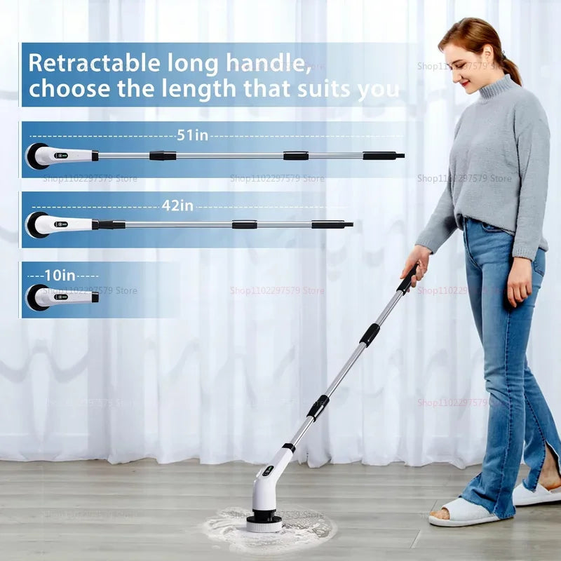 9-in-1 Electric Spin Scrubber – Cordless Cleaning Brush with Adjustable Handle