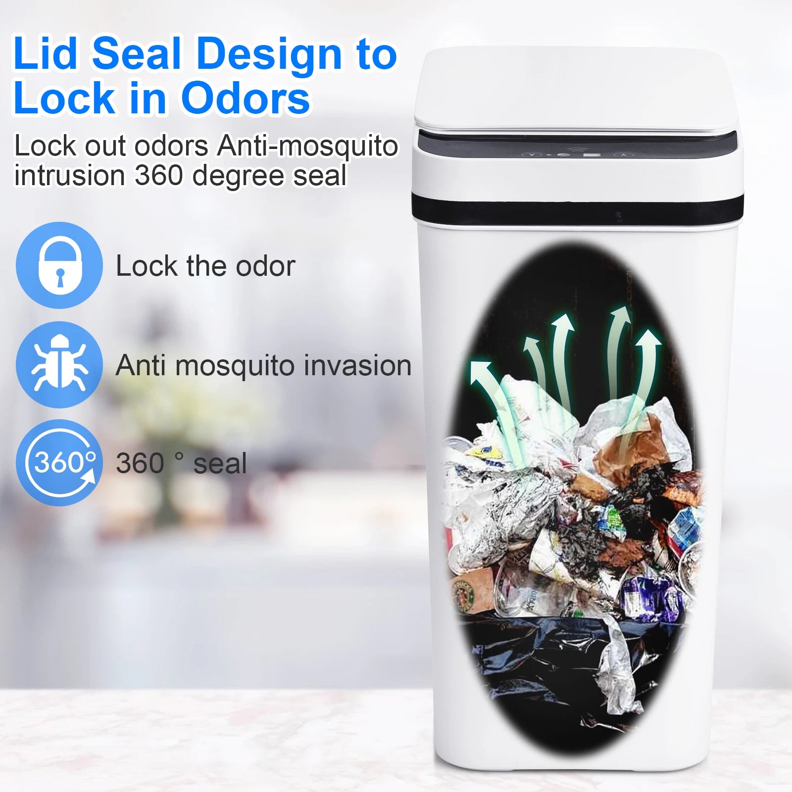 2-Pack Automatic Motion Sensor Trash Cans – Slim Touchless Bathroom Waste Bins