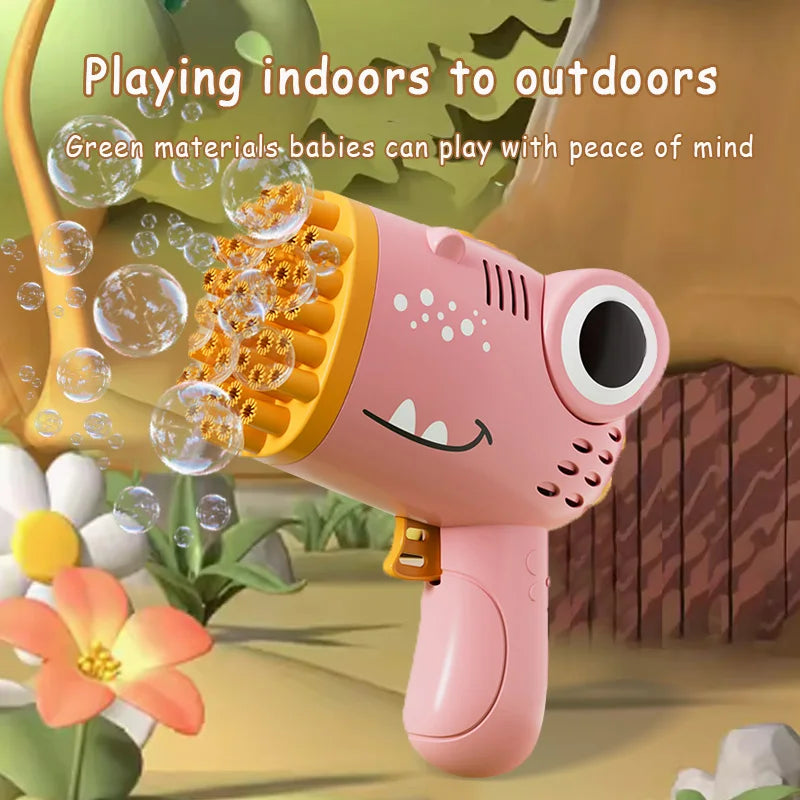 40-Hole Dinosaur Bubble Gun – Handheld Bubble Machine for Outdoor Fun