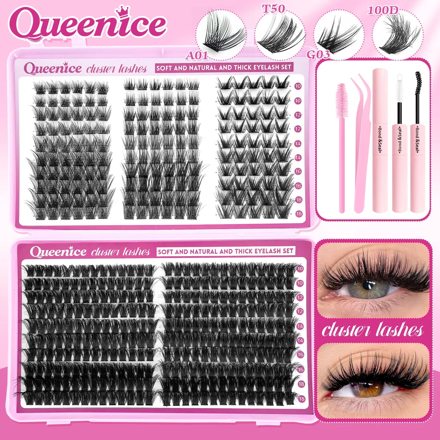 DIY Lash Extension Kit™ – Wispy Cluster Lashes with Bond & ; Seal
