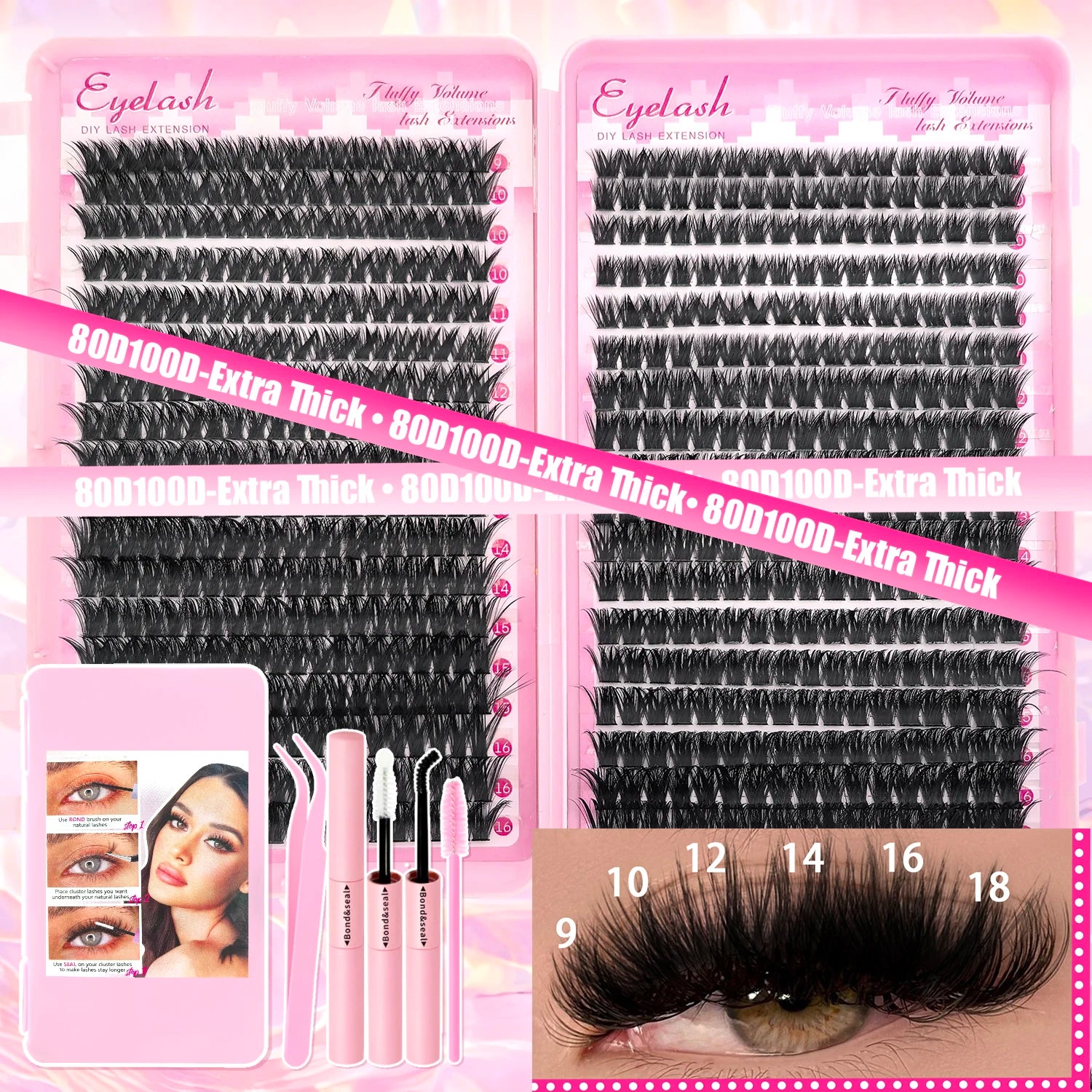 DIY Lash Extension Kit™ – Wispy Cluster Lashes with Bond & ; Seal