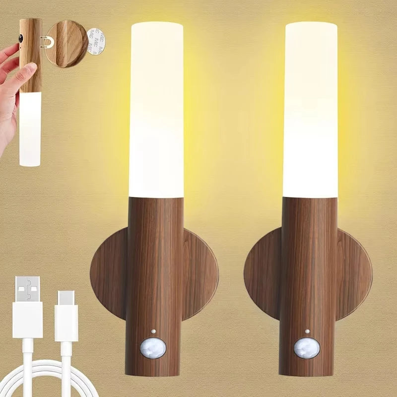 Smart Motion Sensor LED Night Light – USB Rechargeable Magnetic Lamp