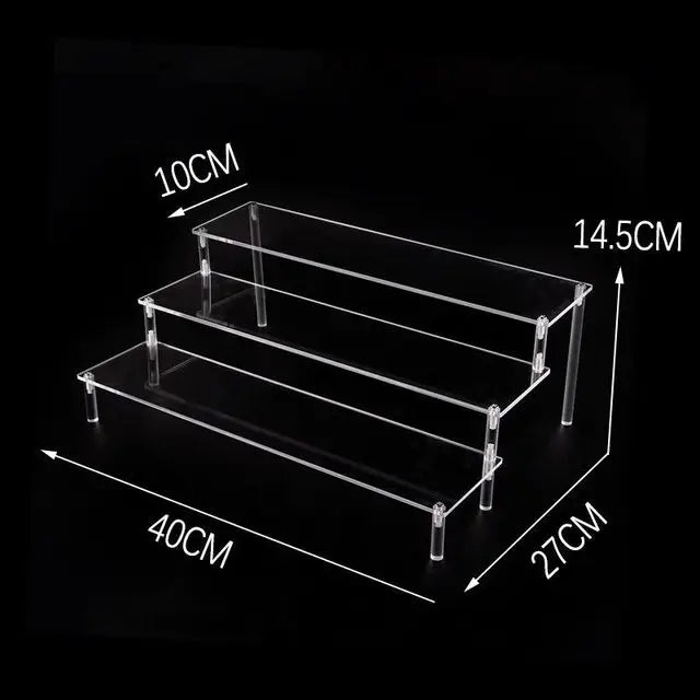 Black Acrylic Riser Display Shelf – Multi-Level Perfume & Cosmetic Organizer