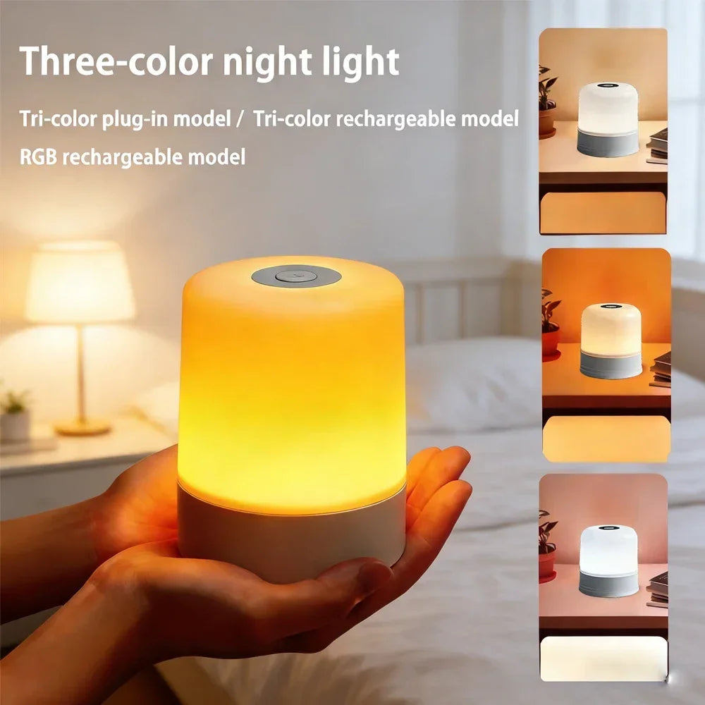 RGB Touch Control LED Night Lamp – Rechargeable Bedside Mood Light