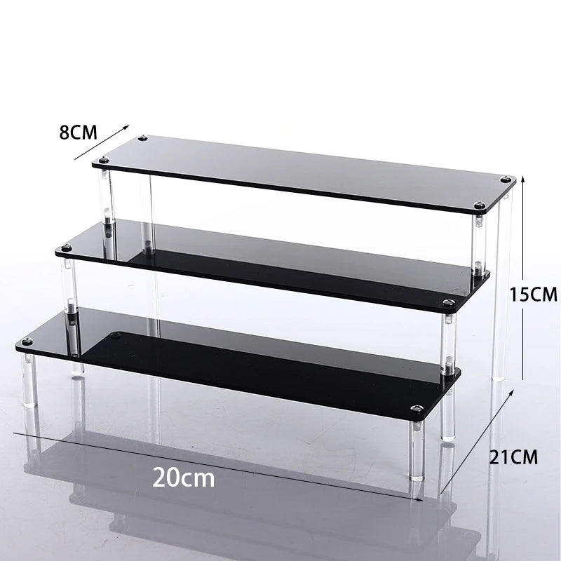 Black Acrylic Riser Display Shelf – Multi-Level Perfume & Cosmetic Organizer