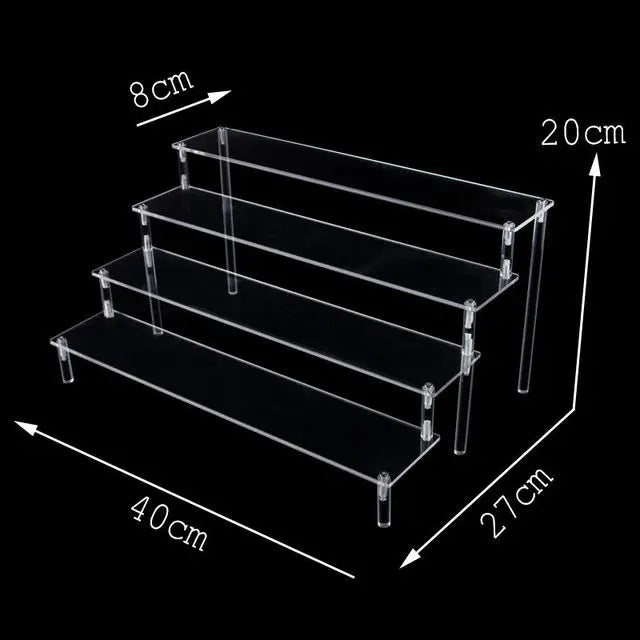 Black Acrylic Riser Display Shelf – Multi-Level Perfume & Cosmetic Organizer