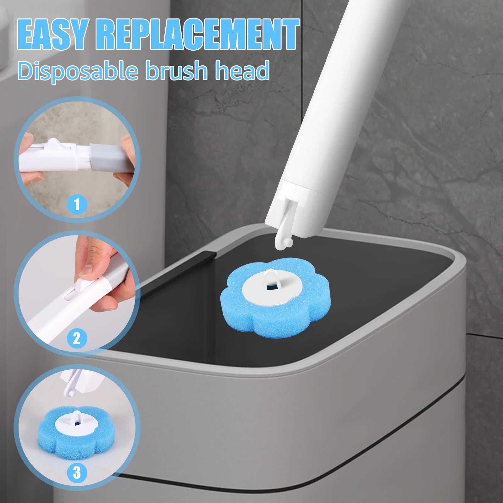 Disposable Toilet Brush Cleaning Kit – Wall-Mounted Toilet Bowl Brush with Long Handle &amp; 24 Replacement Heads