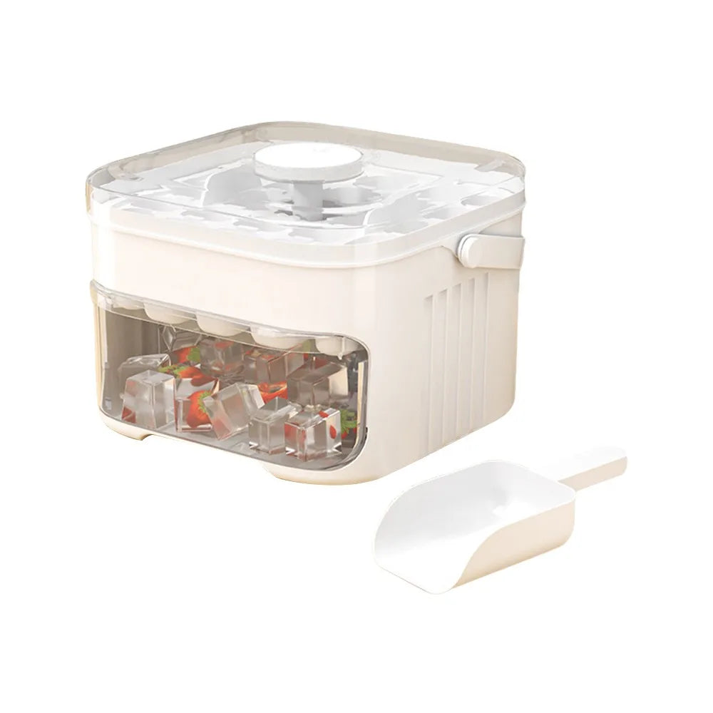 50-Cube Easy Press Ice Maker – Double Layer Ice Storage Box