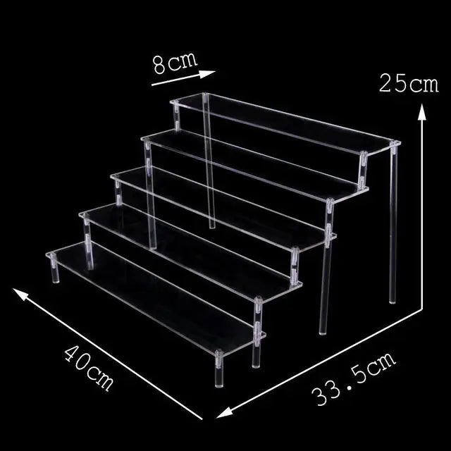 Black Acrylic Riser Display Shelf – Multi-Level Perfume & Cosmetic Organizer