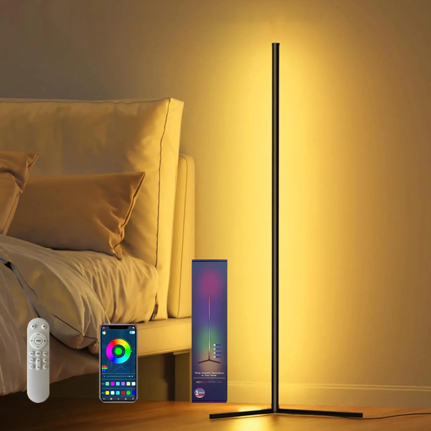 RGB LED Smart Floor Lamp – Modern, Music-Sync, and Fully Customizable