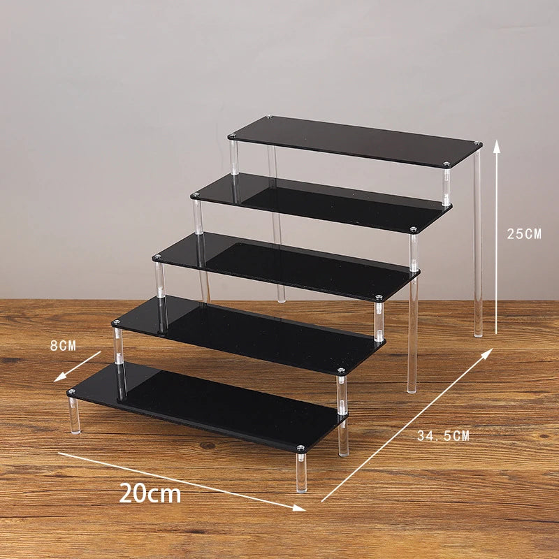Black Acrylic Riser Display Shelf – Multi-Level Perfume & Cosmetic Organizer