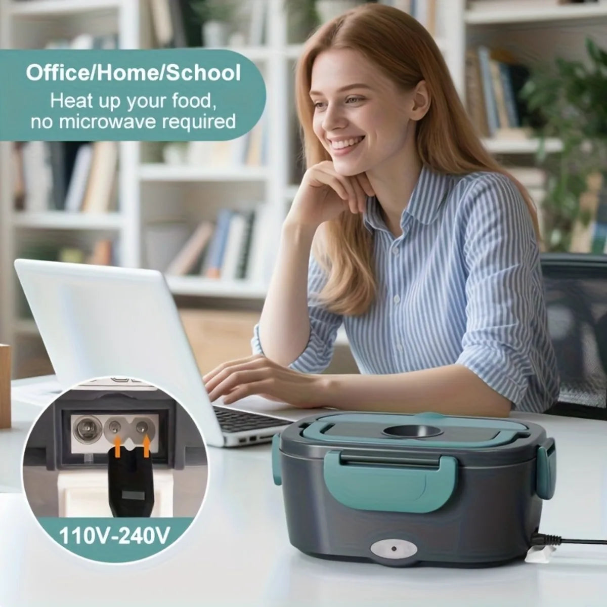 Electric Lunch Box Food Heater – Double Compartment Portable Food Warmer for Home, Office, Car &amp; Truck