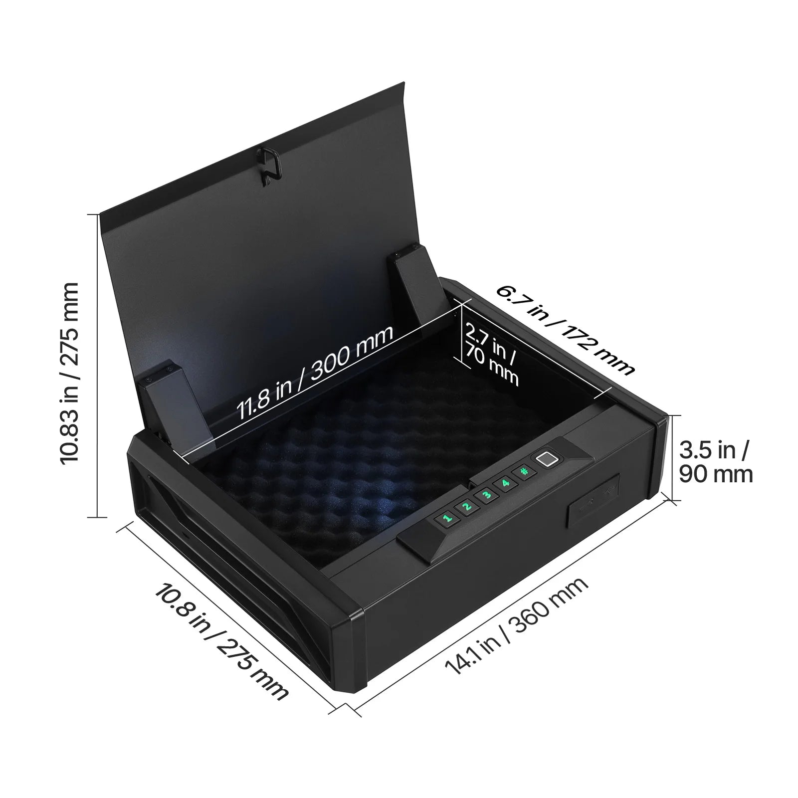 Smart Handgun Safe – Fingerprint, Password &amp; Key Quick Access Lock Box